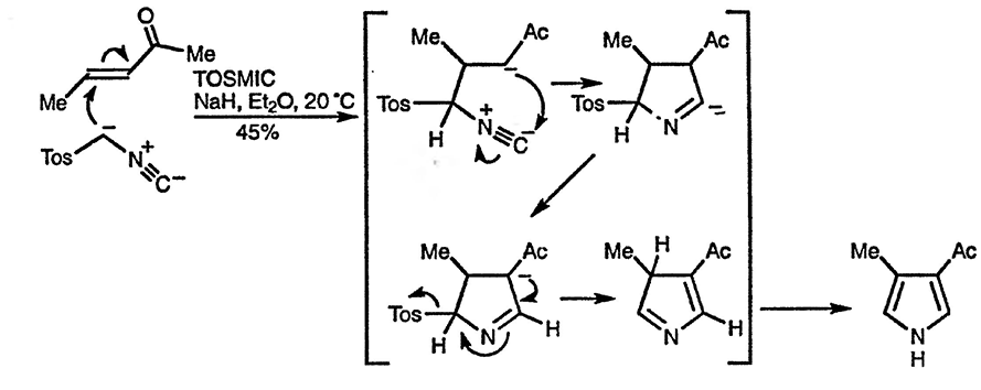 Рисунок 2. Раздел 13.18.1.4. Из тозилметилизоцианида и α,β-непредельных эфиров или кетонов и из изоцианоацетатов и α,β-непредельных нитросоединений