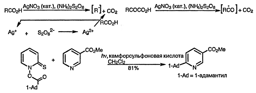 Рисунок 2. Раздел 2.4.1. Реакции гетероциклических соединений с нуклеофильными радикалами. Реакция Минисци