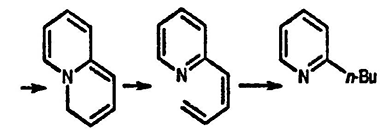 Рисунок-ответ № 1. Глава 25. Предложите структуру конечного моноциклического продукта следующей последовательности превращений: бромид хинолизиния с LiALH4, затем с H2/Pd → C9H13N.