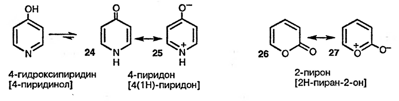 Рисунок 1. Раздел 1.2.4. Строение пиридонов и пиронов