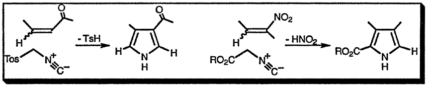Рисунок 1. Раздел 13.18.1.4. Из тозилметилизоцианида и α,β-непредельных эфиров или кетонов и из изоцианоацетатов и α,β-непредельных нитросоединений
