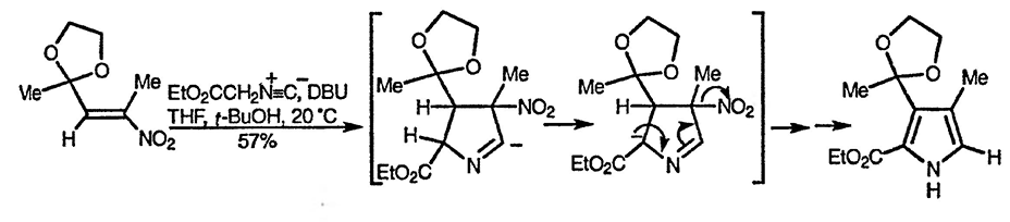 Рисунок 3. Раздел 13.18.1.4. Из тозилметилизоцианида и α,β-непредельных эфиров или кетонов и из изоцианоацетатов и α,β-непредельных нитросоединений