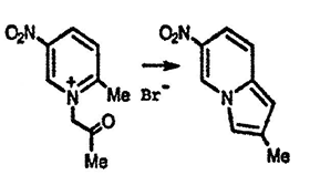 Рисунок-ответ № 7. Глава 5. Кристаллическое твёрдое вещество C9H11BrN2O3 образуется при реакции 2-метил-5-нитропиридина с бромацетоном, а последующая обработка NaHCO3 приводит к соединению C9H8N2O2 — предложите строение этого соединения и напишите механизм процесса.